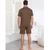 Ekouaer Mens Pajamas Set Summer Short Sleeve Button Up Pjs 2 Piece Sleepwear with Pockets S-XXXL(Brown)