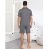 Ekouaer Mens Pajamas Set Summer Short Sleeve Button Up Pjs 2 Piece Sleepwear with Pockets S-XXXL(Gray)