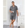 Ekouaer Mens Pajamas Set Summer Short Sleeve Button Up Pjs 2 Piece Sleepwear with Pockets S-XXXL(Gray)