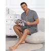 Ekouaer Mens Pajamas Set Summer Short Sleeve Button Up Pjs 2 Piece Sleepwear with Pockets S-XXXL(Gray)