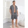 Ekouaer Mens Pajamas Set Summer Short Sleeve Button Up Pjs 2 Piece Sleepwear with Pockets S-XXXL(Gray)