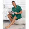 Ekouaer Mens Pajamas Set Summer Short Sleeve Button Up Pjs 2 Piece Sleepwear with Pockets S-XXXL(Green)