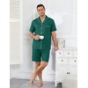 Ekouaer Mens Pajamas Set Summer Short Sleeve Button Up Pjs 2 Piece Sleepwear with Pockets S-XXXL(Green)