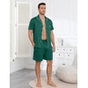 Ekouaer Mens Pajamas Set Summer Short Sleeve Button Up Pjs 2 Piece Sleepwear with Pockets S-XXXL(Green)