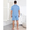 Ekouaer Mens Pajamas Set Summer Short Sleeve Button Up Pjs 2 Piece Sleepwear with Pockets S-XXXL(Light Blue)