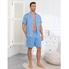 Ekouaer Mens Pajamas Set Summer Short Sleeve Button Up Pjs 2 Piece Sleepwear with Pockets S-XXXL(Light Blue)