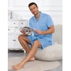 Ekouaer Mens Pajamas Set Summer Short Sleeve Button Up Pjs 2 Piece Sleepwear with Pockets S-XXXL(Light Blue)