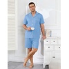 Ekouaer Mens Pajamas Set Summer Short Sleeve Button Up Pjs 2 Piece Sleepwear with Pockets S-XXXL(Light Blue)