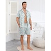 Ekouaer Mens Pajamas Set Summer Short Sleeve Button Up Pjs 2 Piece Sleepwear with Pockets S-XXXL(Light Blue Cat Print)