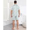 Ekouaer Mens Pajamas Set Summer Short Sleeve Button Up Pjs 2 Piece Sleepwear with Pockets S-XXXL(Light Blue Cat Print)