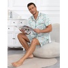 Ekouaer Mens Pajamas Set Summer Short Sleeve Button Up Pjs 2 Piece Sleepwear with Pockets S-XXXL(Light Blue Cat Print)