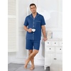 Ekouaer Mens Pajamas Set Summer Short Sleeve Button Up Pjs 2 Piece Sleepwear with Pockets S-XXXL(Navy Blue)