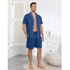 Ekouaer Mens Pajamas Set Summer Short Sleeve Button Up Pjs 2 Piece Sleepwear with Pockets S-XXXL(Navy Blue)