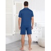 Ekouaer Mens Pajamas Set Summer Short Sleeve Button Up Pjs 2 Piece Sleepwear with Pockets S-XXXL(Navy Blue)
