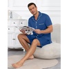 Ekouaer Mens Pajamas Set Summer Short Sleeve Button Up Pjs 2 Piece Sleepwear with Pockets S-XXXL(Navy Blue)