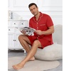 Ekouaer Mens Pajamas Set Summer Short Sleeve Button Up Pjs 2 Piece Sleepwear with Pockets S-XXXL(Red)