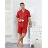 Ekouaer Mens Pajamas Set Summer Short Sleeve Button Up Pjs 2 Piece Sleepwear with Pockets S-XXXL(Red)