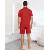Ekouaer Mens Pajamas Set Summer Short Sleeve Button Up Pjs 2 Piece Sleepwear with Pockets S-XXXL(Red)
