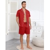 Ekouaer Mens Pajamas Set Summer Short Sleeve Button Up Pjs 2 Piece Sleepwear with Pockets S-XXXL(Red)