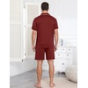 Ekouaer Mens Pajamas Set Summer Short Sleeve Button Up Pjs 2 Piece Sleepwear with Pockets S-XXXL(Wine Red)