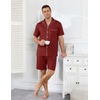 Ekouaer Mens Pajamas Set Summer Short Sleeve Button Up Pjs 2 Piece Sleepwear with Pockets S-XXXL(Wine Red)