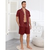 Ekouaer Mens Pajamas Set Summer Short Sleeve Button Up Pjs 2 Piece Sleepwear with Pockets S-XXXL(Wine Red)