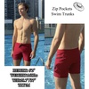 Ekouaer Mens Tight Swim Trunks Quick Dry Swim Briefs 5″ Sexy Swimwear Zip Pockets Bathing Suit with Mesh Lining(Wine Red)