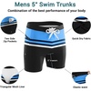Ekouaer Mens Tight Swim Trunks Quick Dry Swim Briefs 5″ Sexy Swimwear Zip Pockets Bathing Suit with Mesh Lining(Z Blue Stripes)