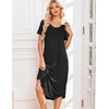 Ekouaer Nightgowns for Women Long Night Gown Pleated Moo Moos Short Sleeve House Dress Plus Size Lounge Dress S-5XL(Black)