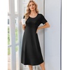 Ekouaer Nightgowns for Women Long Night Gown Pleated Moo Moos Short Sleeve House Dress Plus Size Lounge Dress S-5XL(Black)