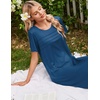 Ekouaer Nightgowns for Women Long Night Gown Pleated Moo Moos Short Sleeve House Dress Plus Size Lounge Dress S-5XL(Blue)