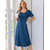 Ekouaer Nightgowns for Women Long Night Gown Pleated Moo Moos Short Sleeve House Dress Plus Size Lounge Dress S-5XL(Blue)