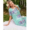 Ekouaer Nightgowns for Women Long Night Gown Pleated Moo Moos Short Sleeve House Dress Plus Size Lounge Dress S-5XL(Blue Flower)
