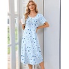 Ekouaer Nightgowns for Women Long Night Gown Pleated Moo Moos Short Sleeve House Dress Plus Size Lounge Dress S-5XL(Blue Star Moon)