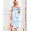 Ekouaer Nightgowns for Women Long Night Gown Pleated Moo Moos Short Sleeve House Dress Plus Size Lounge Dress S-5XL(Blue Star Moon)