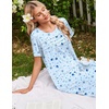 Ekouaer Nightgowns for Women Long Night Gown Pleated Moo Moos Short Sleeve House Dress Plus Size Lounge Dress S-5XL(Blue Star Moon)