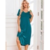 Ekouaer Nightgowns for Women Long Night Gown Pleated Moo Moos Short Sleeve House Dress Plus Size Lounge Dress S-5XL(Blue-green)