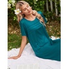 Ekouaer Nightgowns for Women Long Night Gown Pleated Moo Moos Short Sleeve House Dress Plus Size Lounge Dress S-5XL(Blue-green)