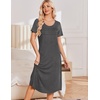 Ekouaer Nightgowns for Women Long Night Gown Pleated Moo Moos Short Sleeve House Dress Plus Size Lounge Dress S-5XL(Dark Grey)