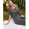 Ekouaer Nightgowns for Women Long Night Gown Pleated Moo Moos Short Sleeve House Dress Plus Size Lounge Dress S-5XL(Dark Grey)