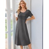 Ekouaer Nightgowns for Women Long Night Gown Pleated Moo Moos Short Sleeve House Dress Plus Size Lounge Dress S-5XL(Dark Grey)