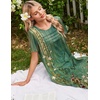 Ekouaer Nightgowns for Women Long Night Gown Pleated Moo Moos Short Sleeve House Dress Plus Size Lounge Dress S-5XL(Green Floral)