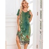 Ekouaer Nightgowns for Women Long Night Gown Pleated Moo Moos Short Sleeve House Dress Plus Size Lounge Dress S-5XL(Green Floral)