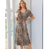 Ekouaer Nightgowns for Women Long Night Gown Pleated Moo Moos Short Sleeve House Dress Plus Size Lounge Dress S-5XL(Leopard Print)