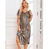 Ekouaer Nightgowns for Women Long Night Gown Pleated Moo Moos Short Sleeve House Dress Plus Size Lounge Dress S-5XL(Leopard Print)