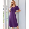 Ekouaer Nightgowns for Women Long Night Gown Pleated Moo Moos Short Sleeve House Dress Plus Size Lounge Dress S-5XL(Purple)