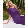 Ekouaer Nightgowns for Women Long Night Gown Pleated Moo Moos Short Sleeve House Dress Plus Size Lounge Dress S-5XL(Purple)