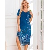 Ekouaer Nightgowns for Women Long Night Gown Pleated Moo Moos Short Sleeve House Dress Plus Size Lounge Dress S-5XL(Royal-blue Floral)