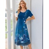 Ekouaer Nightgowns for Women Long Night Gown Pleated Moo Moos Short Sleeve House Dress Plus Size Lounge Dress S-5XL(Royal-blue Floral)