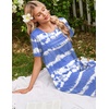 Ekouaer Nightgowns for Women Long Night Gown Pleated Moo Moos Short Sleeve House Dress Plus Size Lounge Dress S-5XL(White Blue Striped)
